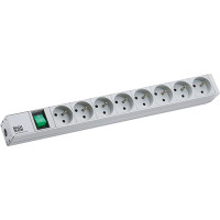 Bachmann 19"-Steckdosenleiste 1HE 8xUTE 1xSchalter, Aluminium