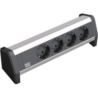 Bachmann DESK 4x earthing contact with fixed connection cable, black, 3 m