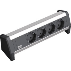 Bachmann DESK 4x earthing contact with fixed connection cable, black, 3 m