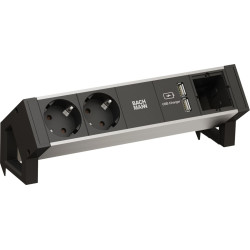 Bachmann DESK2 ALU BLACK 2x earthing contact 1x USB charger 1x ABD GST18