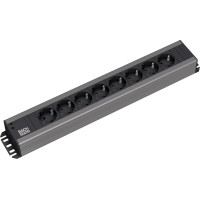 Bachmann handyman socket strip 8x earthing contact, 19-inch rack compatible, 2 m