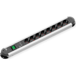 Bachmann PRIMO socket strip 8x earthing contact, 2x USB charging port, switch, 1.75 m