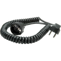 Bachmann earthing contact spiral extension 230V/16A, black, 4 m