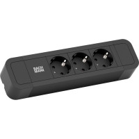 Bachmann PRIMO2 socket strip 3x earthing contact, aluminium, black, 2 m