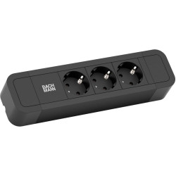 Bachmann PRIMO2 socket strip 3x earthing contact, aluminium, black, 2 m