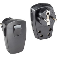 Bachmann earthing contact plug, black flat Rocker switch 2-p