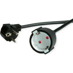 Value Extension Cable with 3P. German connectors, AC 230V, black, 5 m