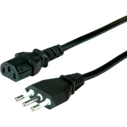 Value Power Cable, straight IEC Conncector, Italy Version, black, 1.8 m