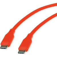 Roline USB 2.0 Cable, C–C, M/M, 60W, silicone, orange, 1 m