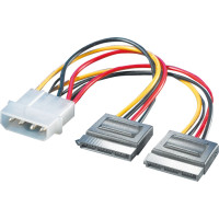 Roline Internal Y-Power Cable, 4-Pin HDD to 2x SATA, 0.12 m