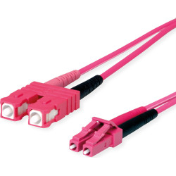 Telegärtner TELEGÄRTNER FO duplex adaptor cord, 1x LC Duplex, 1x SC Duplex G50/125 OM4, violet, 2 m