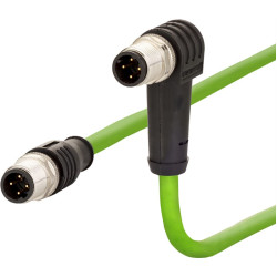 Metz Connect Verbindungsleitung M12 ST-M12 ST, 4-pol D-kodiert, gewinkelt-gerade, 10 m