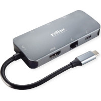 Roline USB 3.2 Gen 2 Type C Multiport Docking Station, 4K HDMI, 2x USB 3.2 Gen 2, 1x USB Type C PD (Power Delivery), 1x Gigabit Ethernet