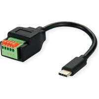 Roline Cable Adapter, USB Type-C Plug to Terminal Block 5 Pin (push button), 15 cm