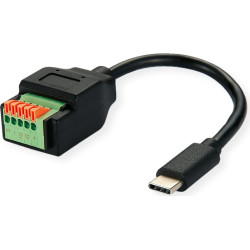 Roline Cable Adapter, USB Type-C Plug to Terminal Block 5 Pin (push button), 15 cm