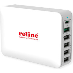 Roline USB Charger, 6 Ports (4x USB A, 1x USB C, 1x USB A QC3.0), max. 60W