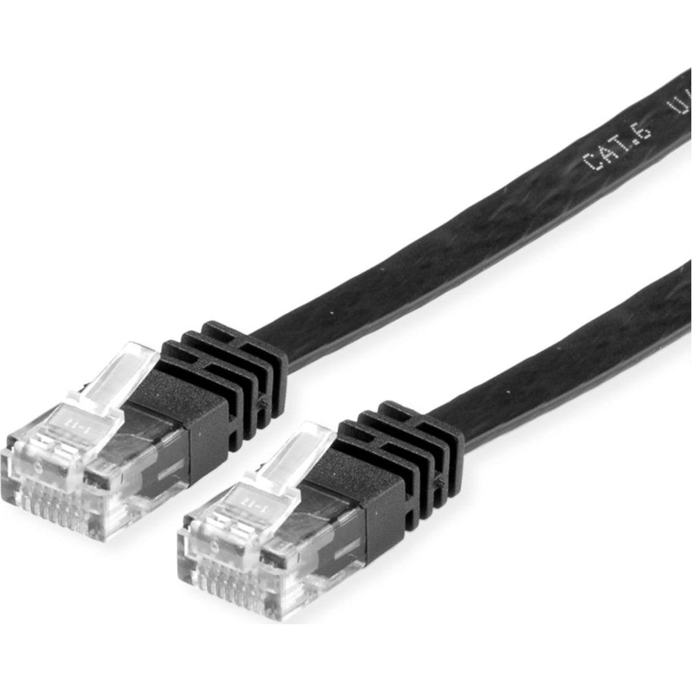 UTP kabelis kat.6, extra-flat, melns, 5.0m, Value