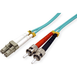 Value Fibre Optic Jumper Cable, 50/125µm, LC/ST, OM3, turquoise, 0.5 m