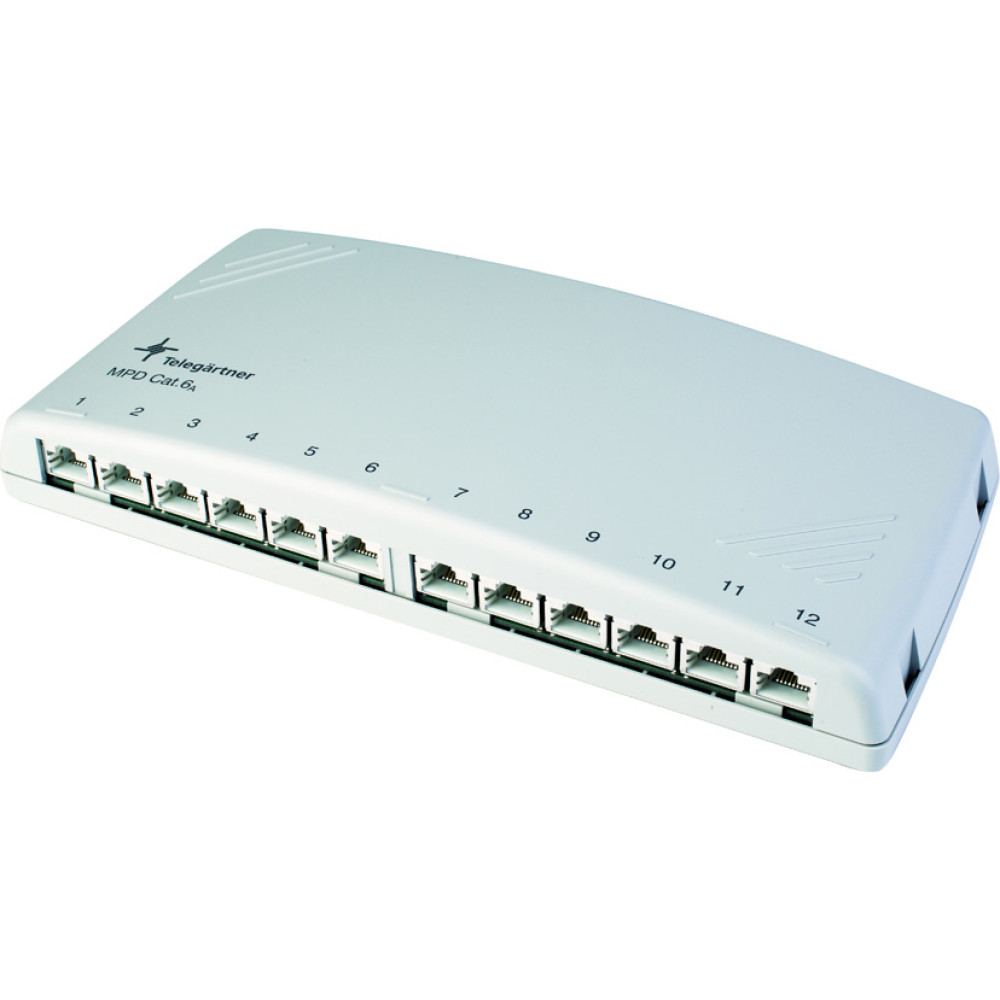 Telegärtner TELEGÄRTNER Mini Distributor MPD12-HS K, shielded, Cat.6A, alpine white