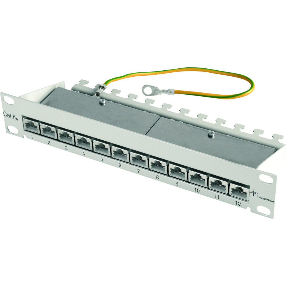 Telegärtner TELEGÄRTNER 10" Patch Panel 255 mm, RAL 7035, MPP12-HS K Cat.6A