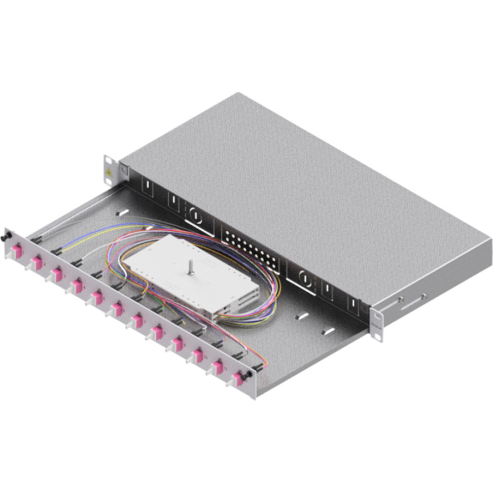 Easylan FO Splice Housing, Grade C 19" 1U, 12 Ports, 12x LC-Duplex, OM4