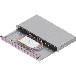Easylan FO Splice Housing, Grade C 19" 1U, 12 Ports, 12x LC-Duplex, OM4