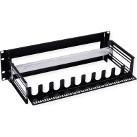 Value 19" Support Frame for DIN Rail-Mounted Devices, 3U, with Cable Management, black