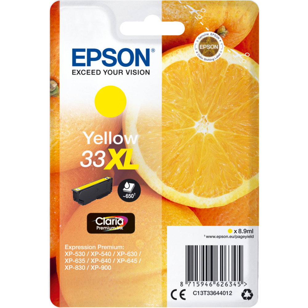 Epson Oranges Singlepack Yellow 33XL Claria Premium Ink