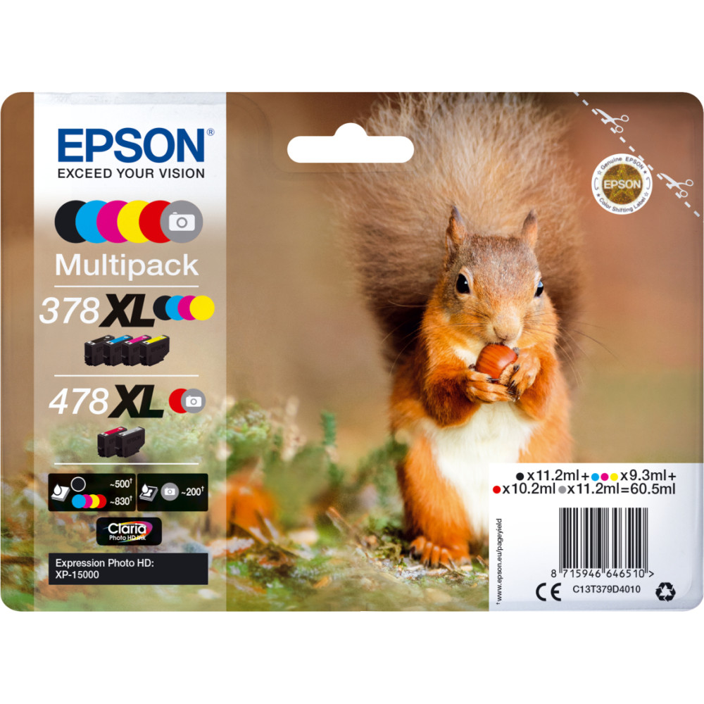 Epson Squirrel Multipack 6-colours 378XL / 478XL Claria Photo HD Ink