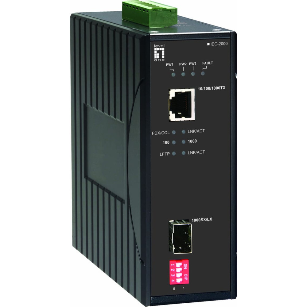 Level One LevelOne IEC-2000 tīlkla mediju pārveidotājs 1000 Mbit/s Melns
