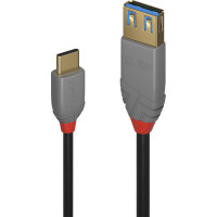 Lindy 0.15m USB 3.2 Type C to A Adapter Cable, 10Gbps, Anthra Line