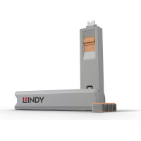 Lindy USB Type C Port Blocker Key - Pack of 4 Blockers, Orange