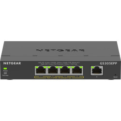Netgear 5-Port Gigabit Ethernet High-Power PoE+ Plus Switch (GS305EPP) Vadīts L2/L3 Gigabit Ethernet (10/100/1000) Power over Ethernet (PoE) Melns
