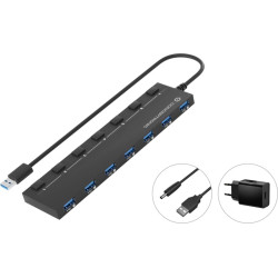 Conceptronic HUBBIES19BP interfeisa centrmezgls USB 3.2 Gen 1 (3.1 Gen 1) Type-A 5000 Mbit/s Melns