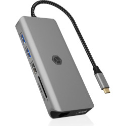 Icy Box IB-DK4061-CPD Vadu USB 3.2 Gen 1 (3.1 Gen 1) Type-C Pelēks