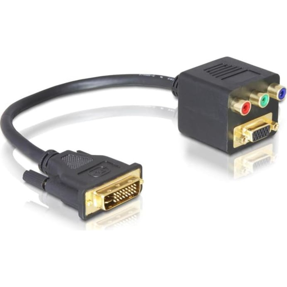 Delock Adapter DVI 24+5 male to VGA + 3 x RCA female