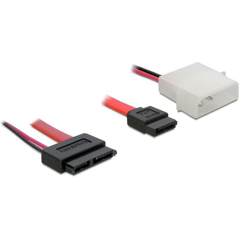 Delock Cable Slim SATA female > SATA 7 pin + 2 pin power male 30 cm