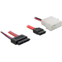 Delock Cable Slim SATA female > SATA 7 pin + 2 pin power male 30 cm