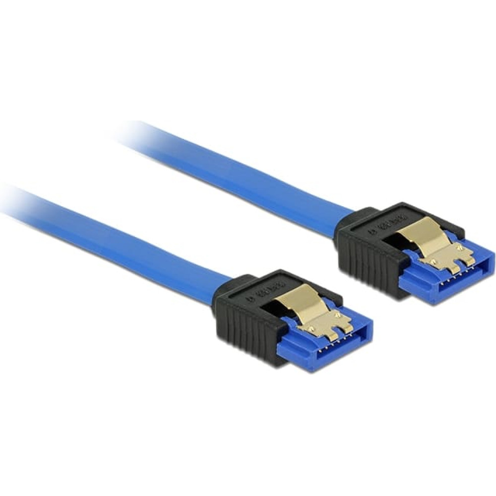 Delock Cable SATA 6 Gb/s receptacle straight > SATA receptacle straight 20 cm blue with gold clips