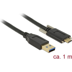 Delock SuperSpeed USB 10 Gbps (USB 3.2 Gen 2) Cable Type-A male to USB Type-C™ male with screws on the sides 1 m