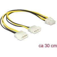 Delock Power cable 2 x 4 pin Molex male > 8 pin EPS male 30 cm