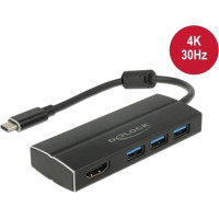 Delock USB 5 Gbps Adapter USB Type-C™ to 3 x USB 5 Gbps Type-A Hub + 1 x HDMI (DP Alt Mode) 4K 30 Hz