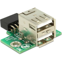 Delock USB Pin Header female > 2 x USB 2.0 Type-A female - up
