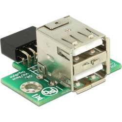 Delock USB Pin Header female > 2 x USB 2.0 Type-A female - up