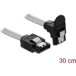 Delock SATA 6 Gb/s Cable straight to downwards angled 30 cm transparent