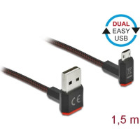 Delock EASY-USB 2.0 Cable Type-A male to EASY-USB Type Micro-B male angled up / down 1.5 m black