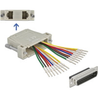 Delock D-Sub HD 44 pin crimp male to 2 x RJ45 female with assembly kit beige
