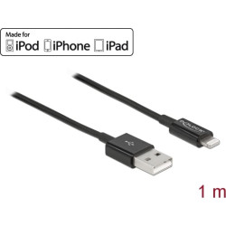 Delock USB data and power cable for iPhone™, iPad™, iPod™ black 1 m