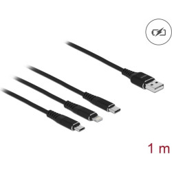 Delock USB Charging Cable 3 in 1 Type-A to Lightning™ / Micro USB / USB Type-C™ 1 m black