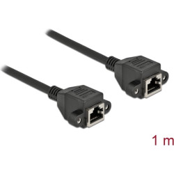 Delock Network Extension Cable S/FTP RJ45 jack to RJ45 jack Cat.6A 1 m black